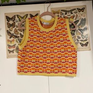 Zara Floral Jacquard Knit Top